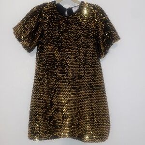 ZARA Girls Gold & Black Sequins Dress